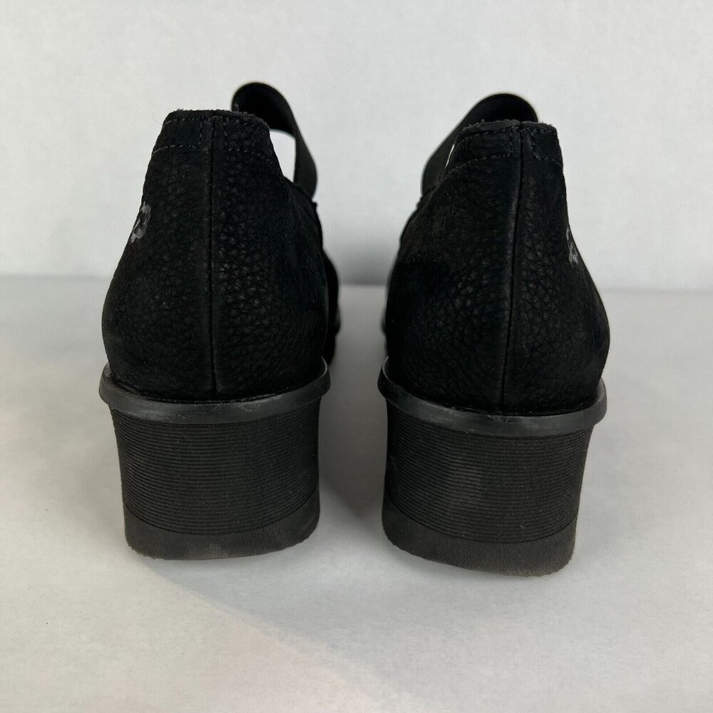 Loints Of Holland Maryjane Shoes Womens 41 9.5 10 Black Wedge Pebbled Leather - Picture 3 of 14